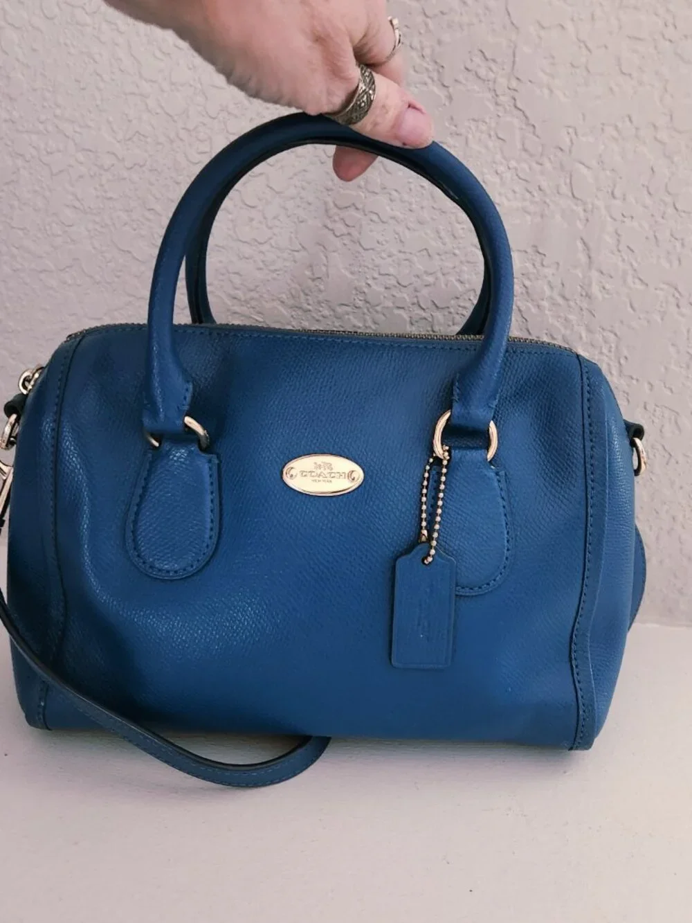 Coach Mini Bennett Blue Leather Crossbody/Satchel Bag Purse